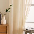 MIULEE Cream Beige Sheer Curtains 38 X 84 Inches, 2 Panels | Window, Solid Color - Image 5