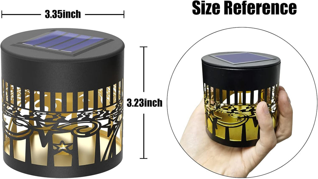 4 Pack Solar Fence Lights Metal Solar Powered Outdoor Wall Deck Lights Sun Moon Theme Waterproof Fence Light for Garden Post Patio Backyard Yard Decor (Face, 4 Pack)