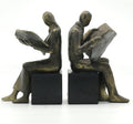 Lukitas Decorative Newspaper Reader Bookends, Heavy Duty Book Holder Non-Slip, Vintage Home Décor Accessories for Study Office Bookshelf, Bronze, Resin, 1Pair/2Piece