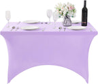 SuperO Waterproof Spandex Table Cover for 4FT Table Universal Fitted Stretch Tablecloth for Party, Banquet, Wedding and Events-Lavender
