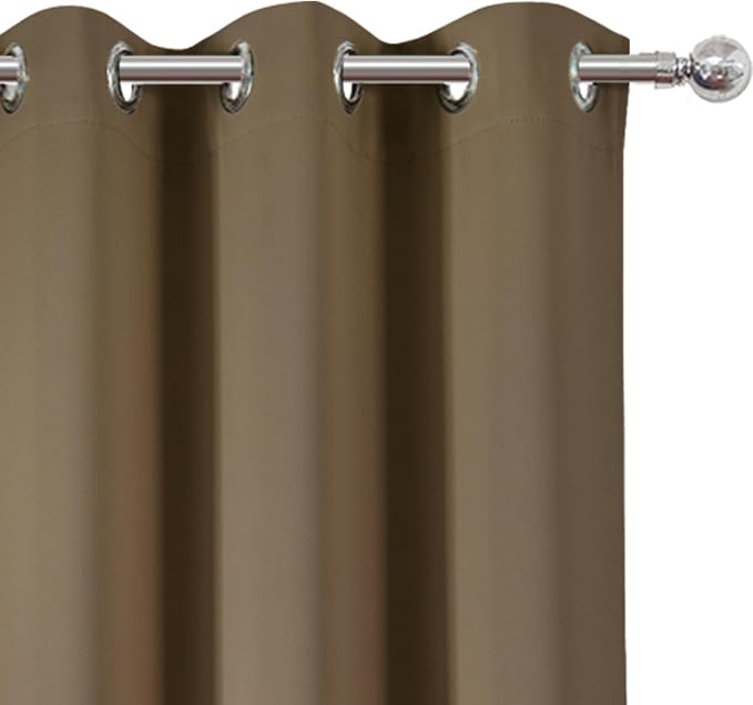 Brown Blackout Curtains/38 x 54 Inch/Set of Two Panels Grommet Living Room - Image 6
