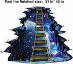 Quanhaigou Blue Galaxy Bridge Wall Sticker,3D Outer Space Decorations Decal for Home Decor Kids Bedroom Large
