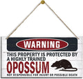 Warning Sign, Opossum Warning Wood Plaque Sign, Funny Door Signs, Decorative Wood Hanging Suspension Plaque, Farmhouse Wooden Wall Decor, Outdoor Hanging Wooden Signs