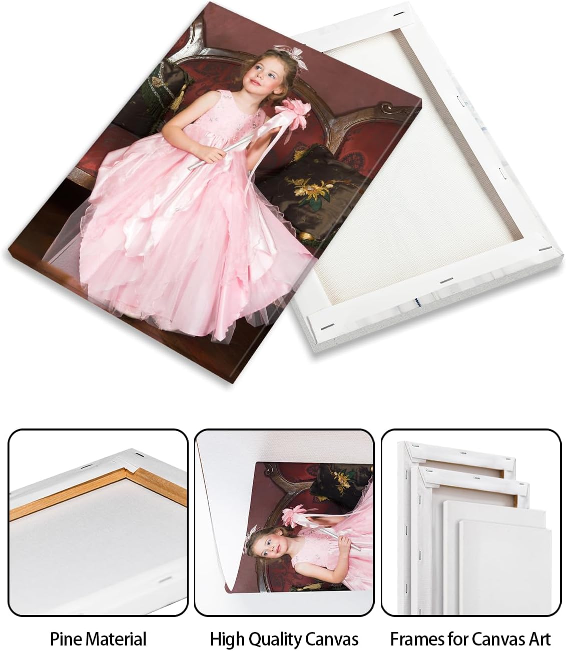 AbcCustomize Canvas Prints with Your Photos, Personalized Photo To Canvas Print for Bedroom, Living Room, Farmhouse Office Decor,Custom Canvas Wall Art for Gifts & Keepsakes, Ready to Hang