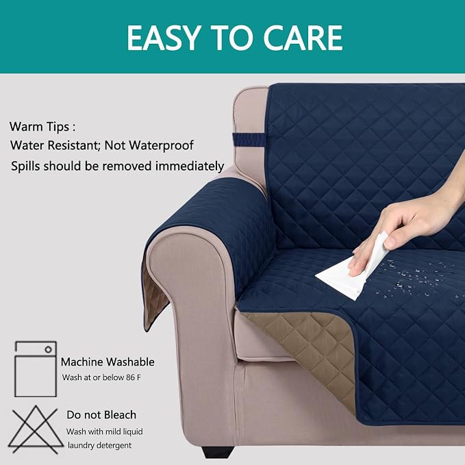 U-NICE HOME Reversible Recliner Chair Covers, Pet Friendly, Elastic Straps - Image 5