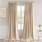 MIULEE Beige Back Tab Blackout Curtains 52x96 Inch Long 2 Panels Set | Rod - Image 9