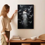 JFHCQJPK Vintage Gothic Feminine Canvas Wall Art Print Butterfly Poster Moody Female Wall Art Retro Artwork Dark College Decor for Home Bedroom8x12in Frameless