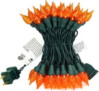 Orange Halloween Lights 70 LED C5 Christmas Lights for Indoor and Outdoor use, Plug -in String Lights for Thanksgiving Yard Xmas Tree Carnival Halloween Decor
