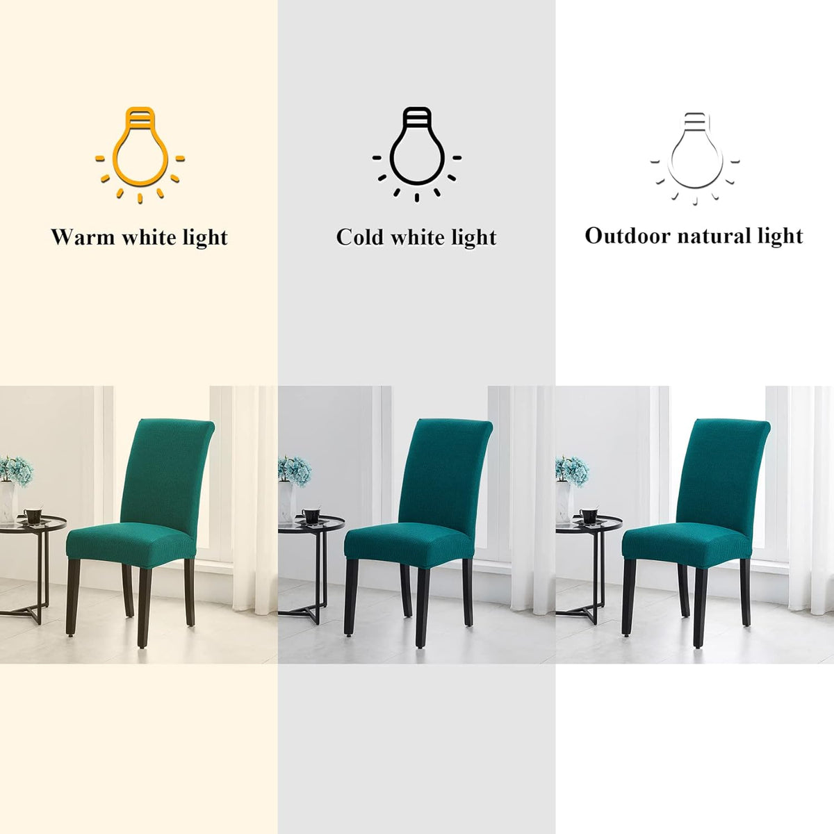 Joccun Chair Covers for Dining Room Set of 2,Dining Chair Slipcovers Stretch Dining Room Chair Covers Seat Protector,Washable Parsons Chair Cover for Home,Banquet(Peacock Blue,2 Pack)