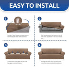 Stretch Couch Covers for Sofa, 3 Cushion Couch Slipcover, Camel | 1-Piece - Image 6