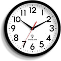 Atomic Wall Clock Analog 10 Inch Battery Operated Modern Decorative for Living Room Kitchen Office Bedroom Bathroom(Black)