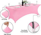 SuperO 2Pack Waterproof Spandex Table Cover for 6FT Table Universal Fitted Stretch Tablecloth for Party, Banquet, Wedding and Events-Pink