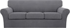 Turquoize 4 Piece Sofa Covers for 3 Cushion Couch Sofa Slipcover Soft Couch by Turquoize