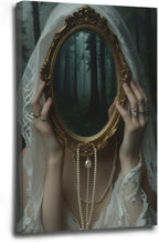 Mirror face covering dark art poster print melancholy gothic painting vintage feminine print victorian style decoration antique art20x30in Wood Framed