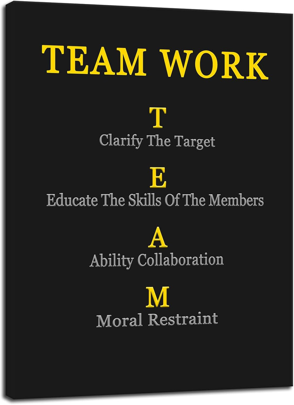 WYJDFART Motivational Wall Art Team Work Enterprise Poster Inspirational Quotes Canvas Poster for Company Office Group Bedroom Living Room Printed Artwork Framed Ready to Hang [30" W X 40" H]