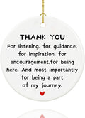 Thank You Christmas Ornament for Teacher Appreciation Gifts, Thank You Nurse Gifts,Goodbye Gift, Ceramic Keepsake Thanks Ornament with Ribbon and Gift Box
