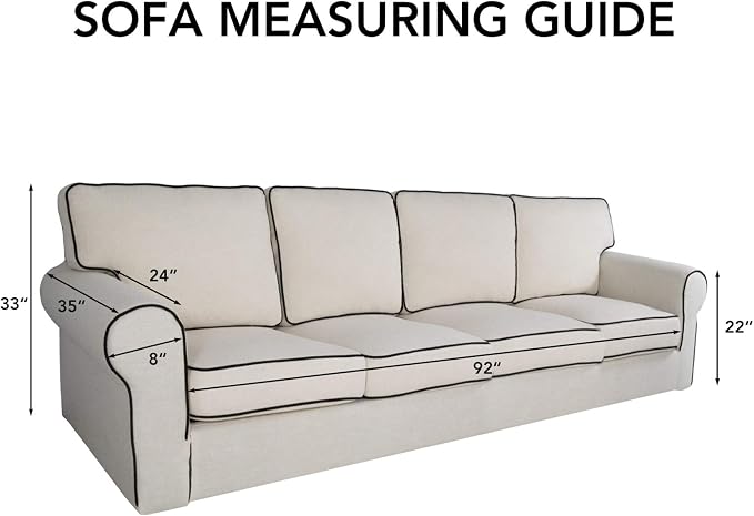 PureFit Stretch Couch Covers for Sofa 4 Seater Slipcovers Classic Blue | - Image 6
