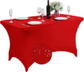 SuperO Waterproof Spandex Table Cover for 4FT Table Universal Fitted Stretch Tablecloth for Party, Banquet, Wedding and Events-Red