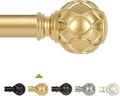 Gold Adjustable Curtain Rods for Windows:18-45 Inch Farmhouse Heavy Duty Curtain Rod for Bedroom Living Room,Boho Decorative Rustic Drapery Rods with Vintage Coastal Texture Finial,Brass Gold