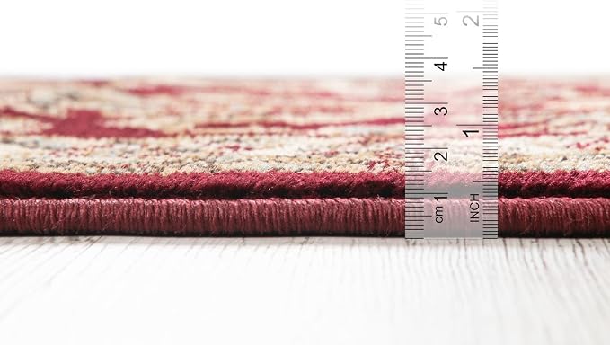 Rugs.com - Aditi Rug – 8 Ft Square Red Easy-Clean Rug – Traditional Medallion - Image 4
