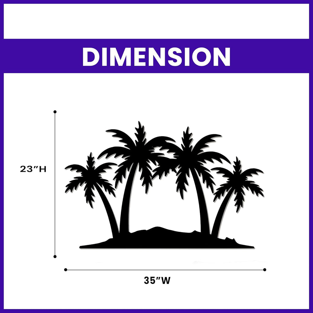 METALPLEX Palm Tree Metal Wall Art - Durable And Rust-free Indoor & Outdoor Aluminum Composite Wall Decor - Home Decor Wall Art For Living Room And Bedroom Decorations - Black (35"x23")