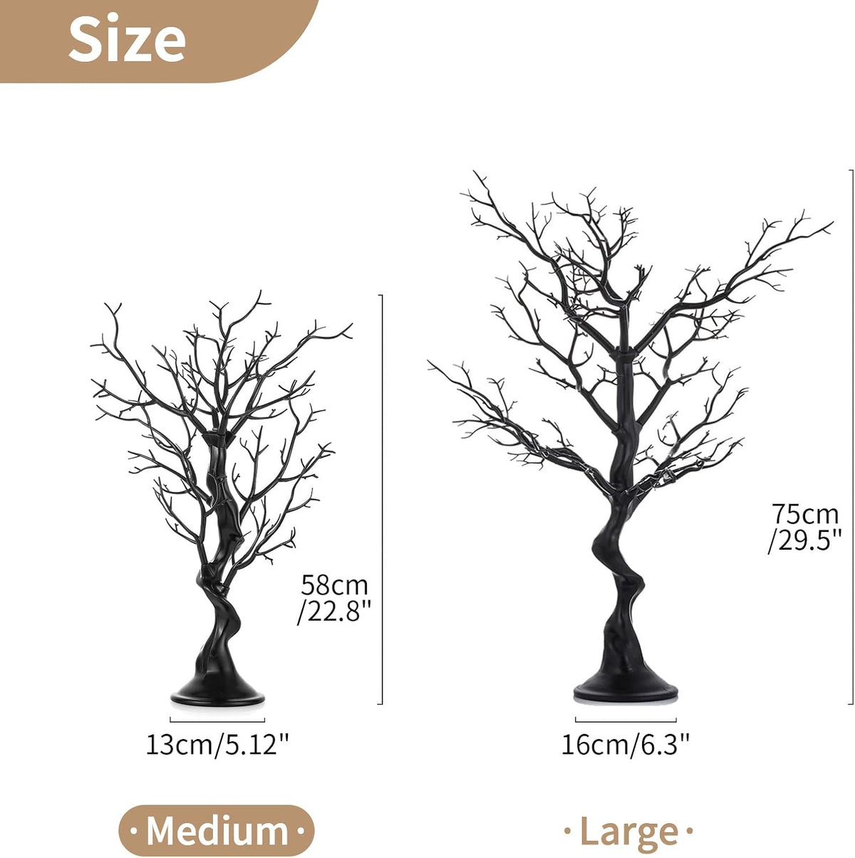 NUPTIO Black Halloween Tree Branch: Artificial 22.8 inch Tall Manzanita Tree Christmas Centerpiece Wedding Centerpieces for Tables - Decorative Ornament Display Tree for Decoration Weddings (2 Pc)