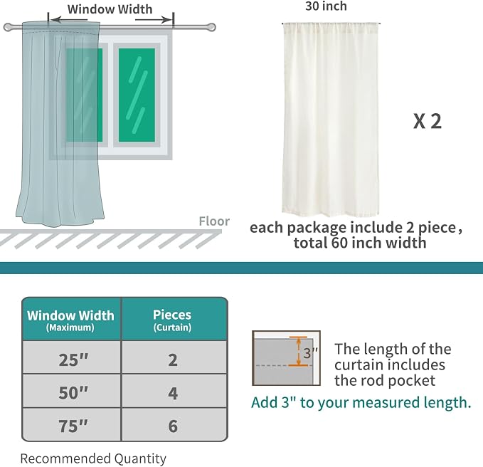 BGment Linen Curtains 36 Inch Length - Image 9
