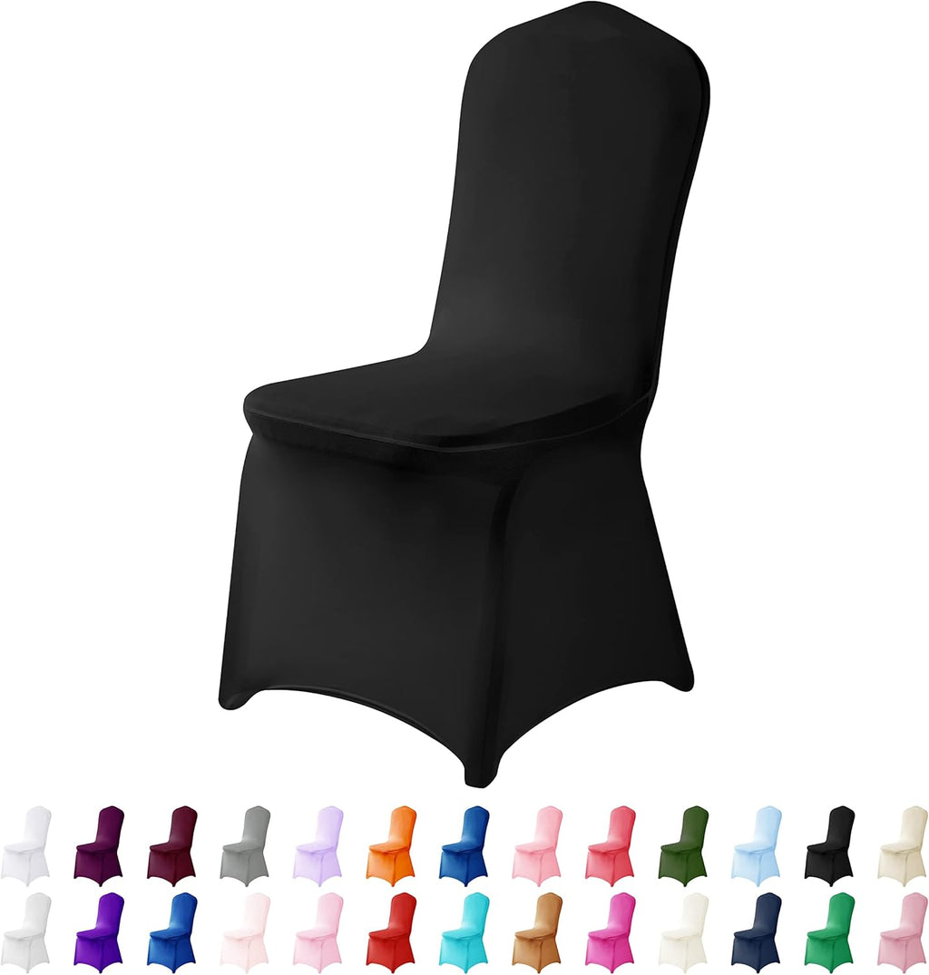Spandex Chair Covers, 50PCS, Washable Protector for Living Room, Party, Banquet, Wedding, Hotel (Black)
