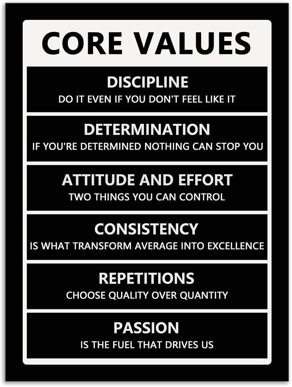 Inspirational Wall Art Painting on Canvas Motivational Entrepreneur Quotes Pictures Core Values Posters and Prints Artwork Modern Inspirational Office Wall Decor Home Gym Decor Framed[30" W X 40" H]