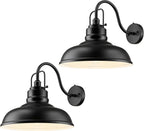 zeyu 2 Pack Dusk to Dawn Outdoor Wall Sconce, Gooseneck Barn Light Fixtures for Front Porch, Exterior Wall Mount Light in Matte Black Finish, 016-1BL-PC-2 BK