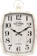 Menterry Rectangle Retro Large Wall Clock, Old-Fashioned Vintage Design, White Antique Style, Battery Operated Silent Decor Wall Clocks for Farmhouse,Kitchen,Office (15.5" H x 10.2" W)