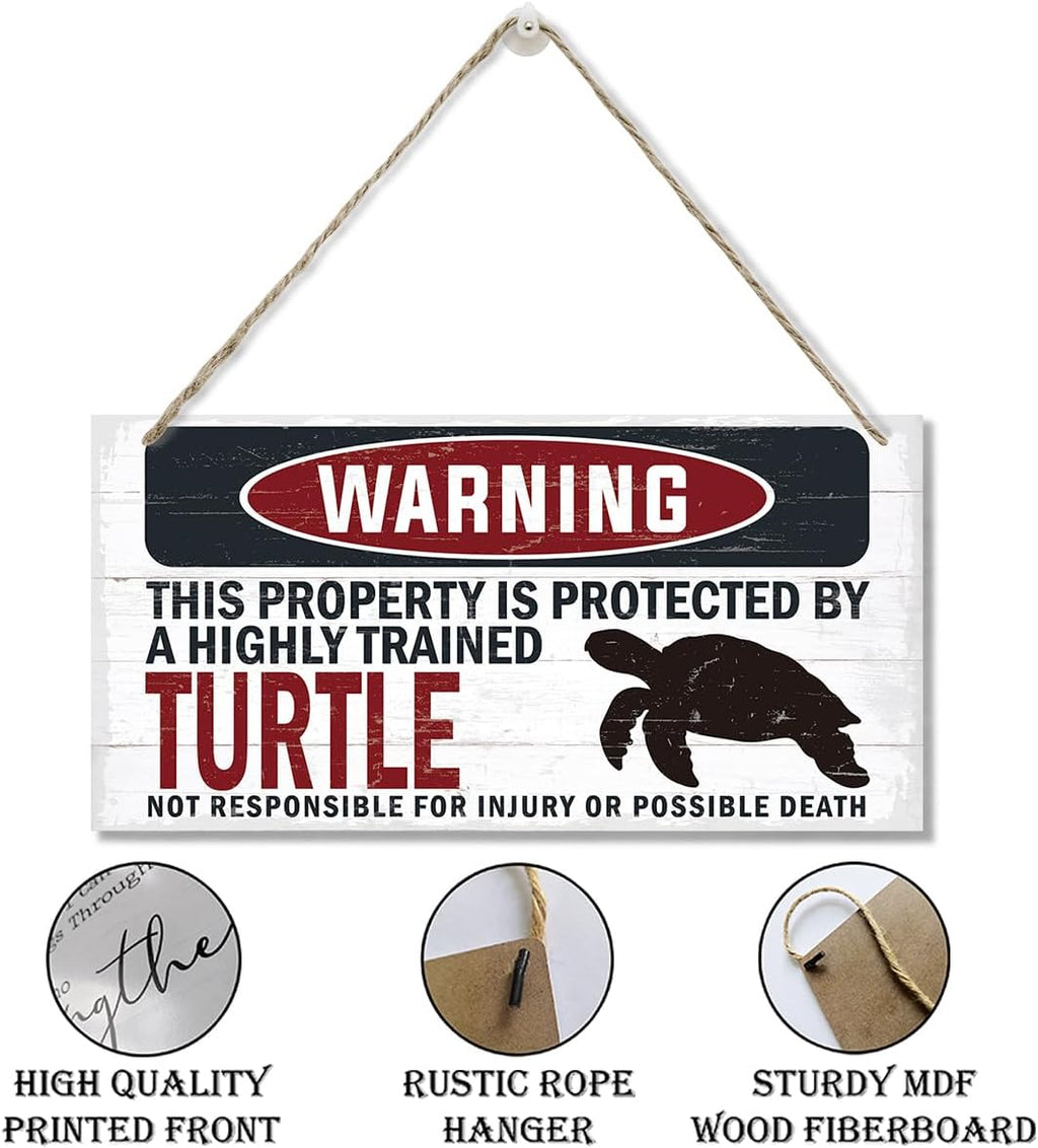 Warning Sign, Turtle Warning Wood Plaque Sign, Funny Door Signs, Decorative Wood Hanging Suspension Plaque, Farmhouse Wooden Wall Decor, Outdoor Hanging Wooden Signs