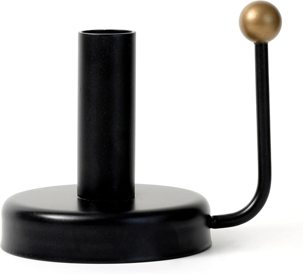Black Iron Taper Candle Holder，Vintage Candlestick Holder Candlelight Stand for Farmhouse Decor Table Decoration (Black-Gold)