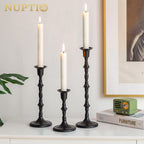 Nuptio Black Candle Holder Set of 3 Gothic Candlestick Holders for Taper Candles Metal Candle Sticks Candleholders Table Centerpieces for Dining Room Wedding Home Halloween Farmhouse Fireplace