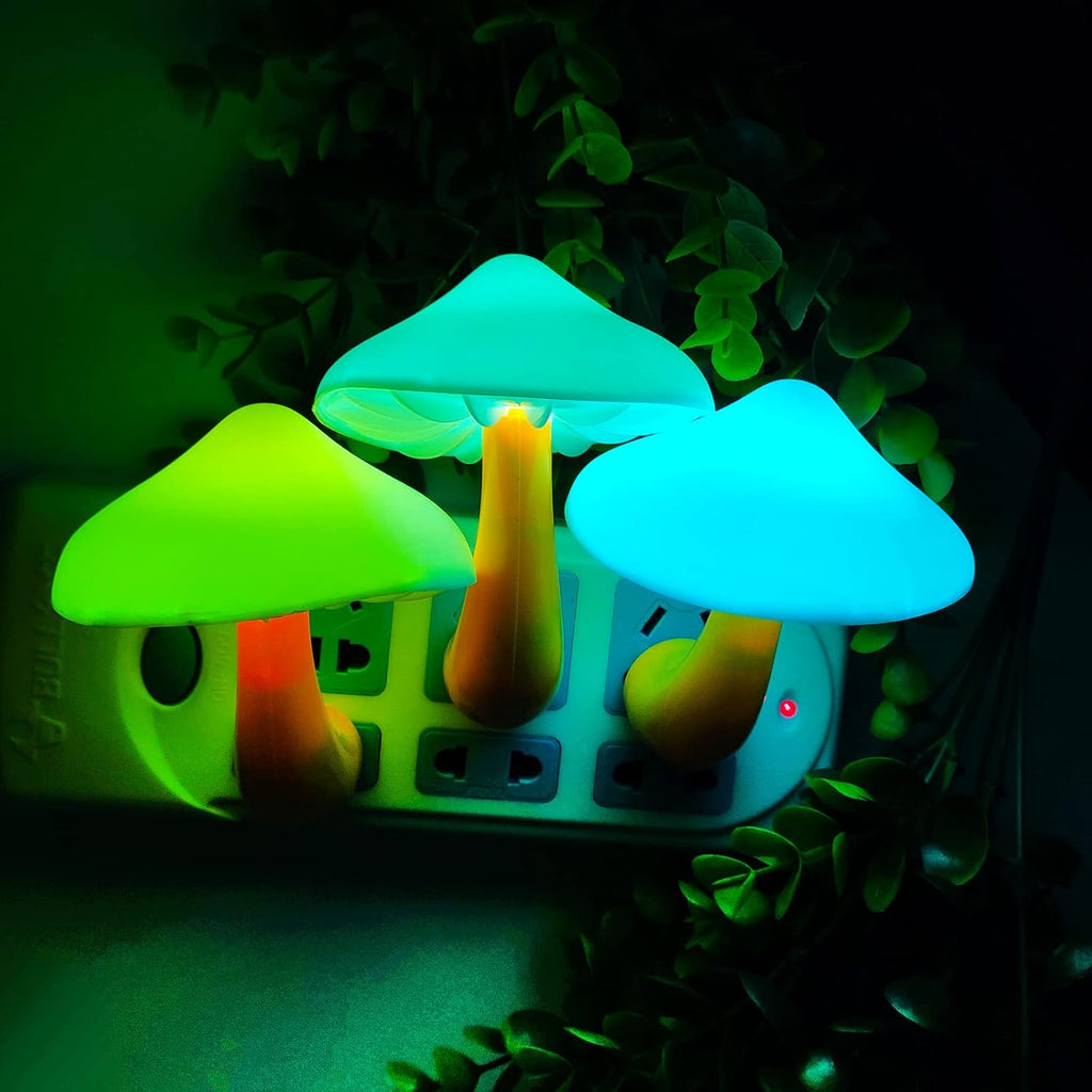 AUSAYE 2Pack LED Night Light Plug in Lamp 7-Color Changing Cute Mushroom Light Sensor Night Lights for Adults Kids NightLight