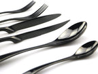 JASHII 18/10 Stainless Steel 8 Piece Mirror Polished Black Steak Knife Black Utensil Set