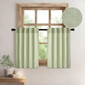 MIULEE Sage Green Kitchen Curtain 36 Inch Length 2 Panels Farmhouse | Textured by MIULEE