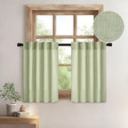 MIULEE Sage Green Kitchen Curtain 36 Inch Length 2 Panels Farmhouse | Textured by MIULEE