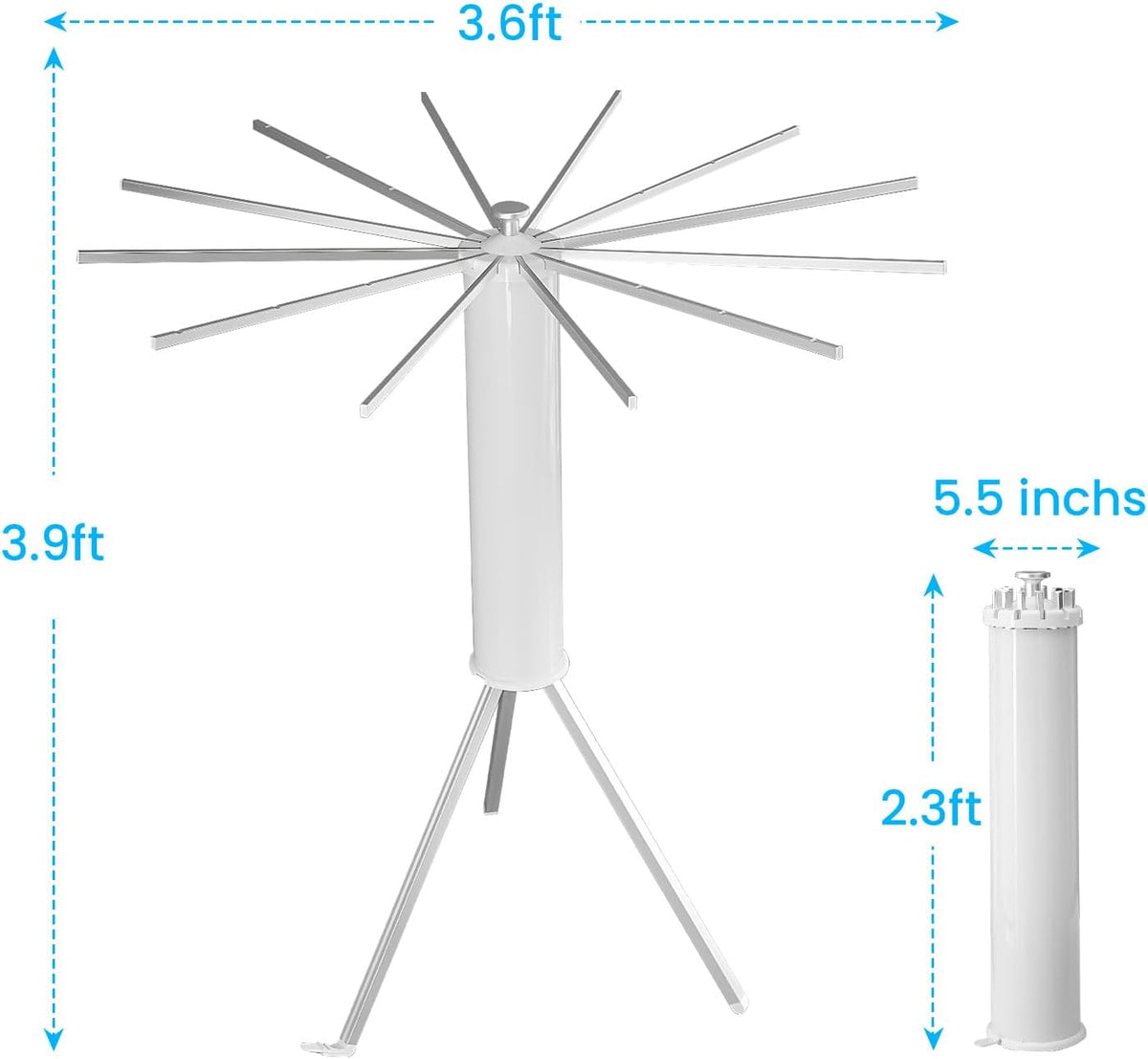 JOOM Tripod Clothes Drying Rack, Garment Rack Portable and Foldable Space Saving Laundry Drying Rack - Drying Rack Clothing Floor Folding Balcony Bedroom Household Aluminum