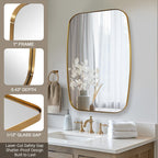 ANDY STAR Gold Oblong Mirror, 36x48 Inch Gold Oval Mirror for Bathroom with Stainless Steel Metal Frame, Wall Mouned for Bathroom, Living Room, Entryway