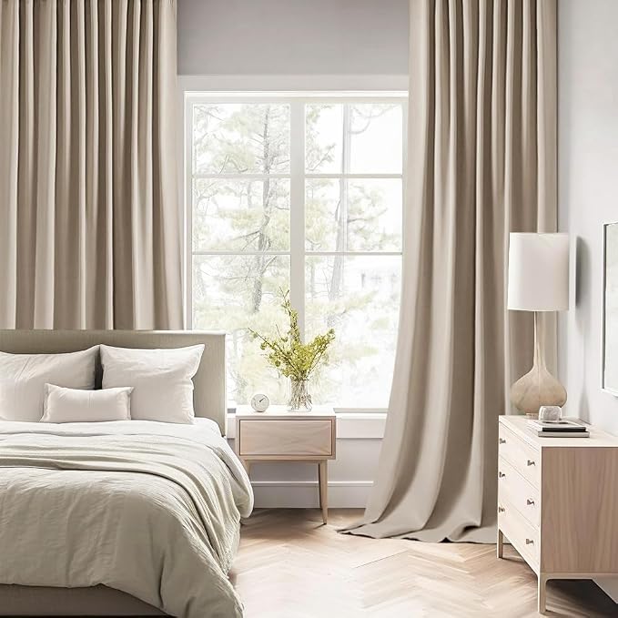 MIULEE Taupe Back Tab Blackout Curtains 52x120 Inch Long 2 Panels Set | Rod - Image 2
