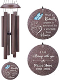 Sympathy Wind Chimes, Personalized Butterfly Wind Chimes for Loss of Loved One, Commemorative Sympathy Gifts for Funeral, in Memory of Dad/Mom/Husband/Wife