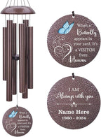 Sympathy Wind Chimes, Personalized Butterfly Wind Chimes for Loss of Loved One, Commemorative Sympathy Gifts for Funeral, in Memory of Dad/Mom/Husband/Wife