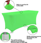 IVAPUPU 2 Pack 6FT Table Cloth for Rectangular Fitted Events Stretch Green Washable Table Cover Spandex Tablecloth Protector for Party, Wedding, Cocktail, Banquet, Festival