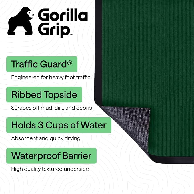 GORILLA GRIP Waterproof Traffic Guard Door Mat, 2 Pack Indoor Outdoor Durable - Image 2