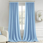 MIULEE Sky Blue Back Tab Blackout Curtains 52x96 Inch Long 2 Panels Set | Rod - Image 9
