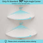 Corner Shelf, White Floating Corner Shelf, Set of 2 10inch Solid Oak Wood Wall Shelves, Round End Wall Mount with Wire Hole for Small Plant for Bedroom Kitchen, Living Room
