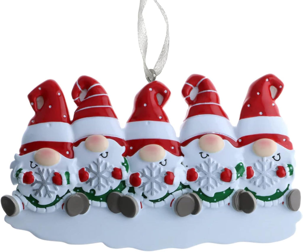 2025 Family Christmas Ornament – Personalized Ornament for Families – Custom Gnome Family Ornament – Holiday Tree Decoration Keepsake Gift (Family of 5)