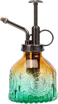 Glass Vintage Plant Spritzer Spray Bottle, Succulent Watering Bottle with Top Pump, Small Plant Sprayer Mister Watering Can for Indoor Outdoor House Plant - Green Brown Gradient
