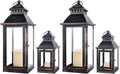 NEEDOMO Bronze Metal Lanterns Decorative Outdoor & Indoor, Set of 4 (17" & 10") with Glass, Candle Holder for Porch, Patio, Garden, Balcony, Wedding, Table Centerpiece Decorations
